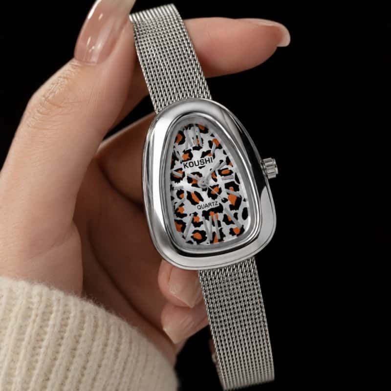 Mesh Stainless Strap - Retro Leopard Print Women Watch Luxury