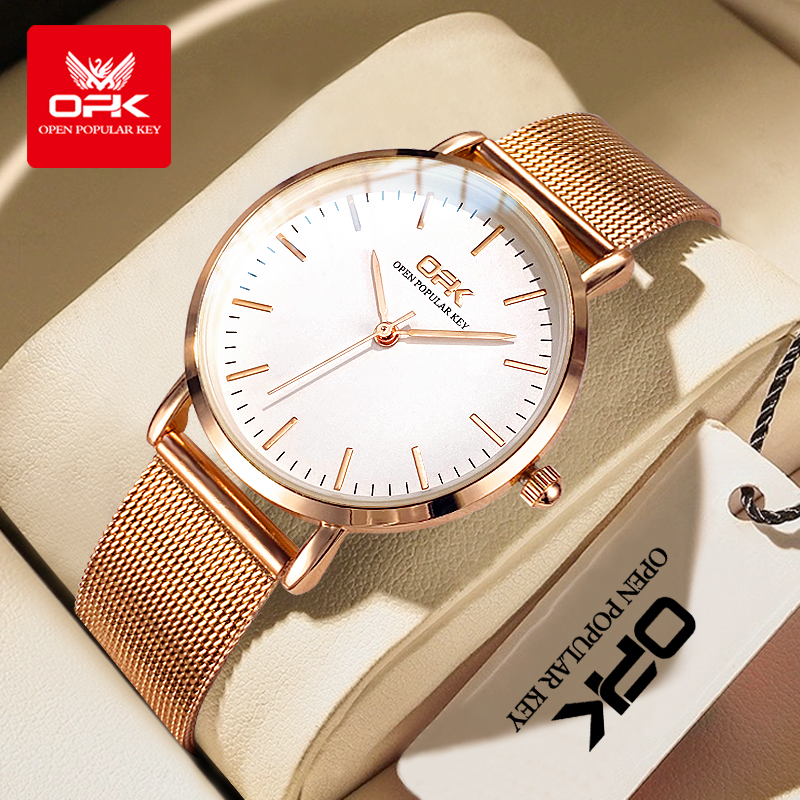 Mesh Stainless Strap - OPK 8101 Womens Watch Simple Quartz