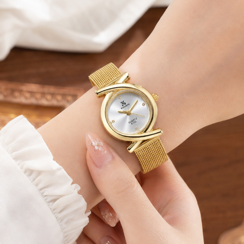 Mesh Stainless Strap - Luxury Brand Golden Mesh Strap Ladies