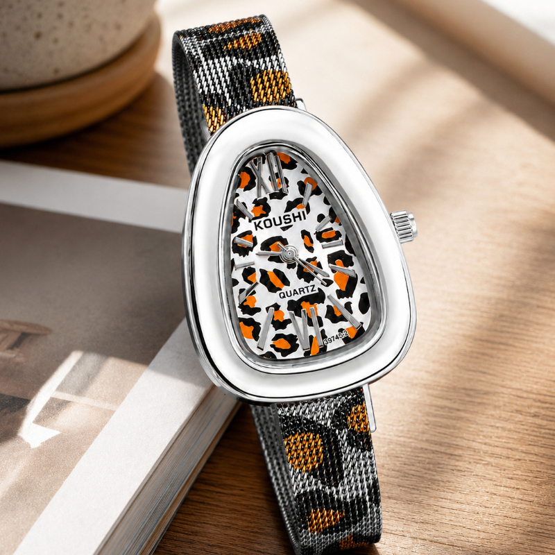 Mesh Stainless Strap - New Fashion Leopard Print Dial Women's