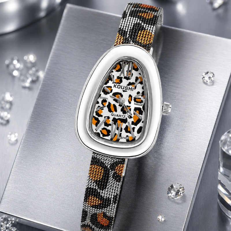 Retro Leopard Print Women Watc – Mesh Stainless Strap recenzja i cena