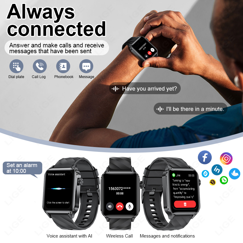 LIGE New Bluetooth Call Smart  – Smartwatch Iphone Watches For Women recenzja i cena
