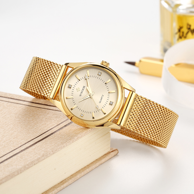 WWOOR Luxury Brand Dress Gold  – Mesh Stainless Strap recenzja i cena
